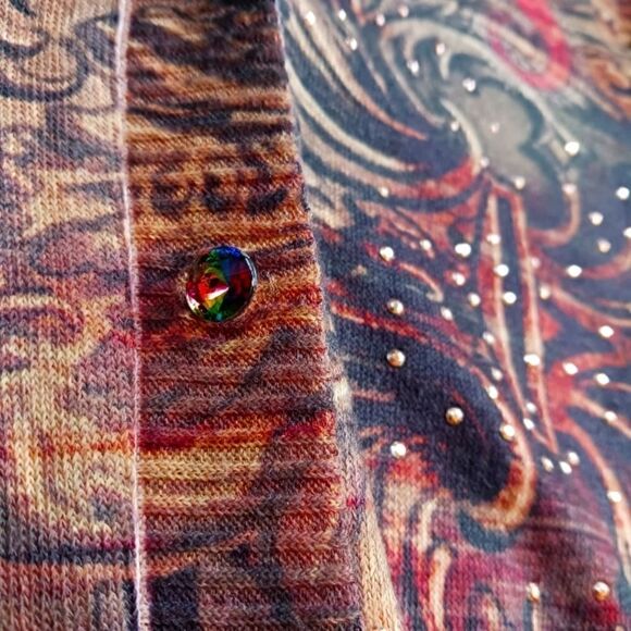 NY Collection Paisley Gold Studded Cardigan - Picture 9 of 15